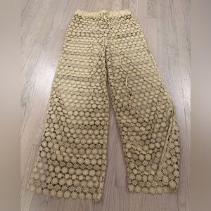 Lovers + Friends Crochet Lace Coverup Pants in Cream